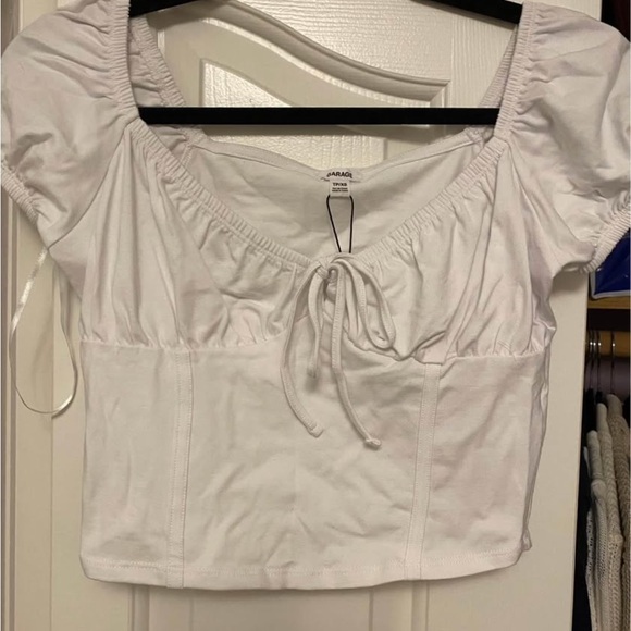 Garage Tops - 🌟2/$15🌟 Garage White Ruched Tie Front Blouse